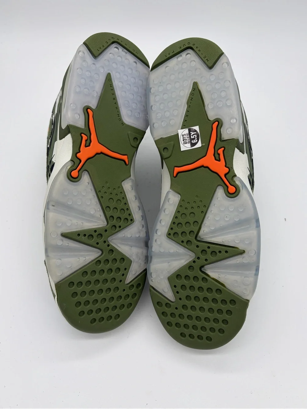 Jordan Youth High-Top Sneakers in Olive Green with Orange Jumpman